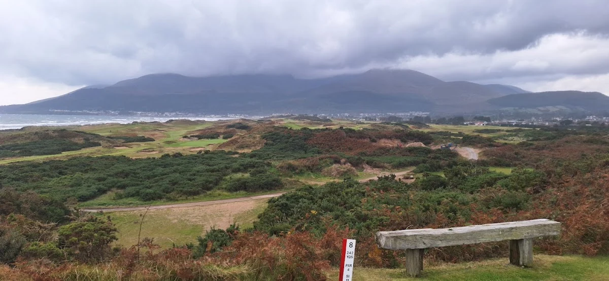 Royal County Down Golf Club — the par-3 8th on the Annesley Links, dunes and gorse below the Mournes Royal County Down Golf Club — the par-3 8th on the Annesley Links, dunes and gorse below the Mournes