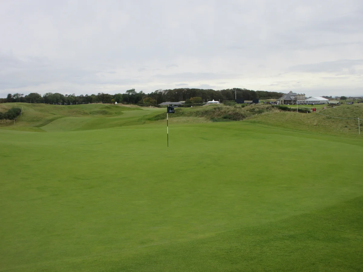 Kingsbarns Golf Links — a green on the coastal links