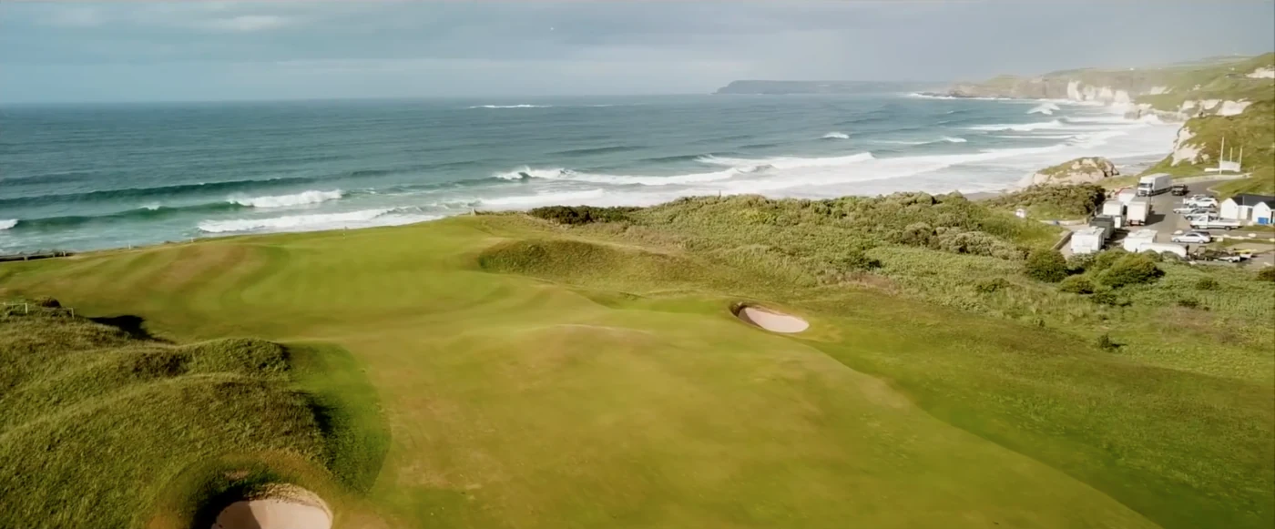 Royal Portrush Golf Club — the 5th, White Rocks, running down to the Atlantic on the Dunluce Links Royal Portrush Golf Club — the 5th, White Rocks, running down to the Atlantic on the Dunluce Links